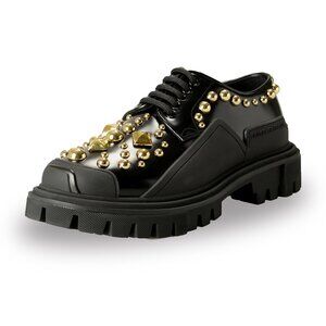 Dolce & Gabbana Women's 100% Leather Metal Studs Oxfords Shoes US 10 IT 40